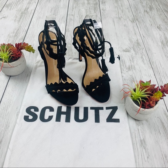 SCHUTZ Lisana Ankle Tie High Heel Scalloped Edges - Picture 3 of 8